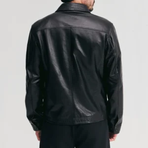 Mens black leather flight jacket