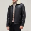 Mens black shearling leather jacket