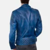 Mens blue wax motorcycle leather biker jacket 1 1
