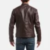 Mens brown cafe racer leather jacket 3
