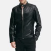 Mens cafe racer black jacket