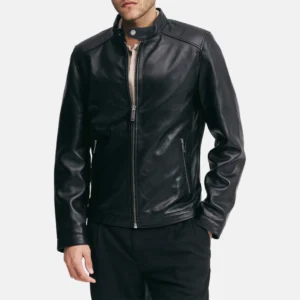 Mens cafe racer black jacket