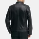 Mens cafe racer black leather jacket