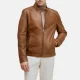 Mens cafe racer cognac leather jacket
