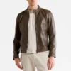 Mens cafe racer khaki jacket