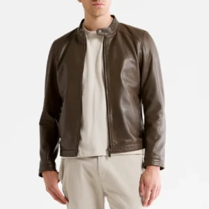 Mens cafe racer khaki jacket
