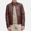 Mens cafe racer mahogany jacket