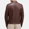 Mens cafe racer mahogany leather jacket