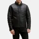 Mens chest yoke black leather jacket