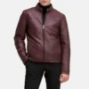 Mens chest yoke oxblood leather jacket