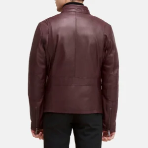 Mens chest yoke oxblood moto jacket