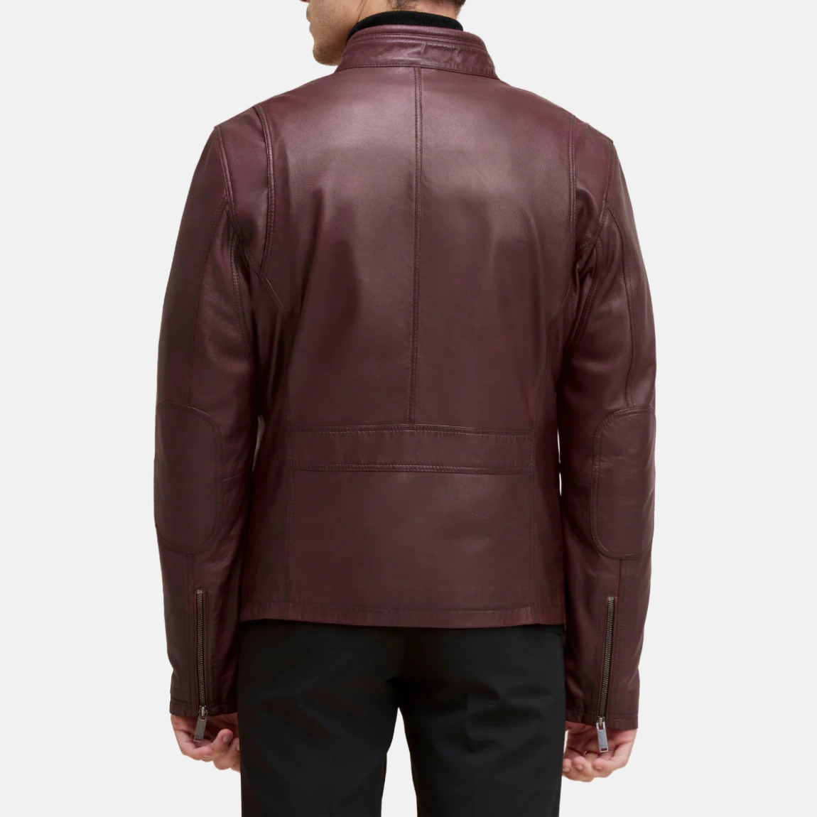Mens chest yoke oxblood moto jacket