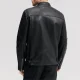 Mens chest zip pocket black moto jacket