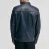 Mens chest zip pocket navy moto jacket