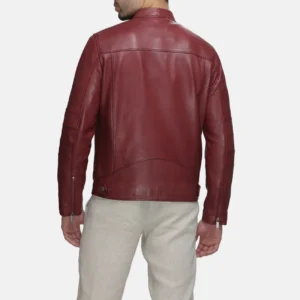 Mens chest zip pocket red moto jacket