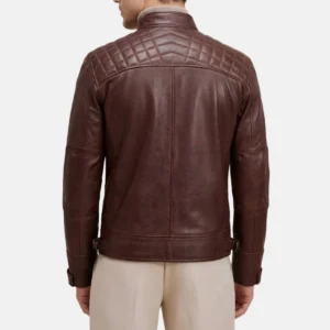 Mens cognac moto leather jacket