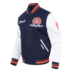 Mens detroit tigers team badge navy varsity jacket