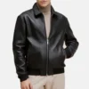 Mens harrington black bomber leather jacket