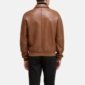Mens harrington bomber brown leather jacket