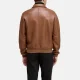 Mens harrington bomber brown leather jacket
