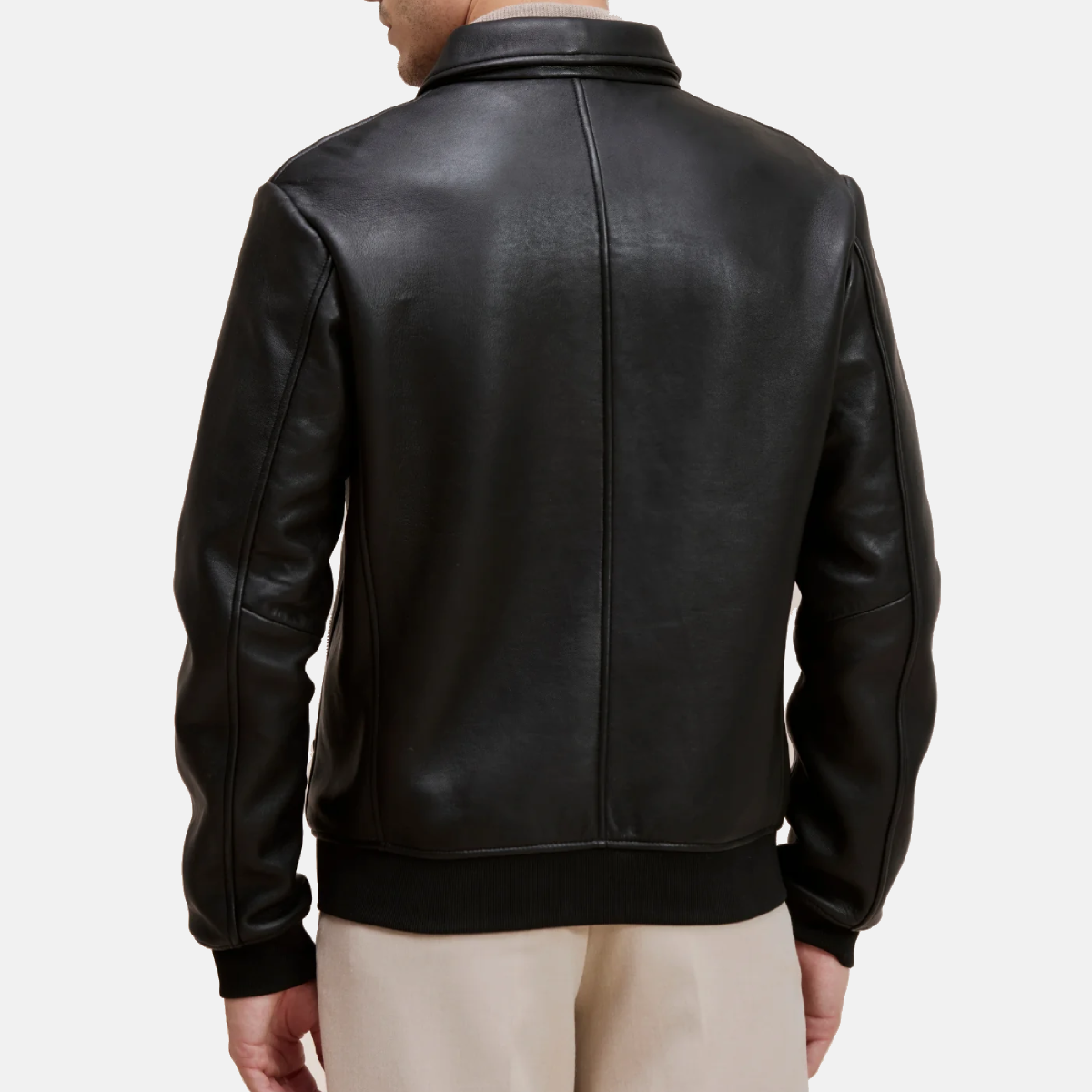 Mens harrington bomber leather jacket