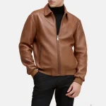 Men's Harrington Whiskey Bomber Leather Jacket