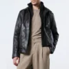 Mens hybrid black bomber jacket