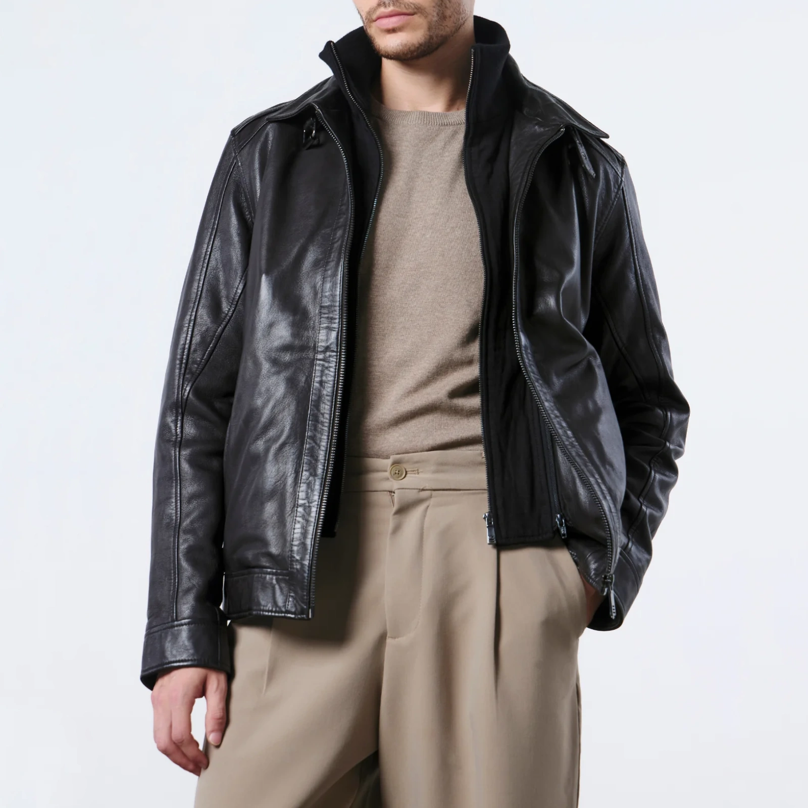 Mens hybrid black bomber jacket