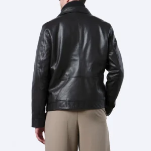 Mens hybrid black leather jacket