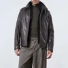 Mens hybrid brown bomber jacket