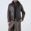 Mens hybrid brown leather jacket