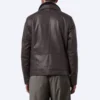 Mens hybrid dark brown leather bomber jacket
