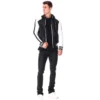 Mens moto colrblock black white bomber leather jacket 03