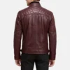 Mens moto style burgundy leather jacket