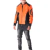 Mens orangeblack 8 ball hooded leather bomber jacket 5 1