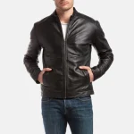 Men's Premium Cafe Racer Black Leather Jacket