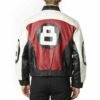 Mens red 8 ball bomber leather jacket