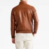 Mens ribbed cuffs whiskey bomber jacket