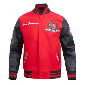 Mens san francisco 49ers team badge varsity jacket