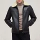 Mens shearling black leather jacket