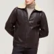Mens shearling brown leather jacket