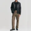 Mens shirt collar black harrington jacket