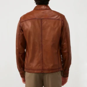 Mens shirt collar cognac flight jacket