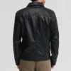 Mens shirt collar leather harrington black jacket