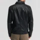 Mens shirt collar leather harrington black jacket