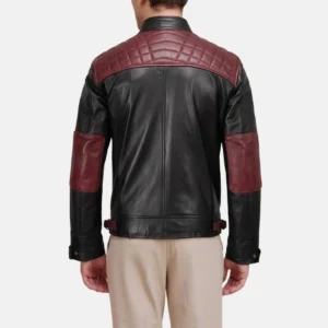 Mens shoulder black maroon moto jacket