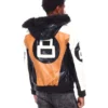 Mens timber 8 ball hooded leather jacket back