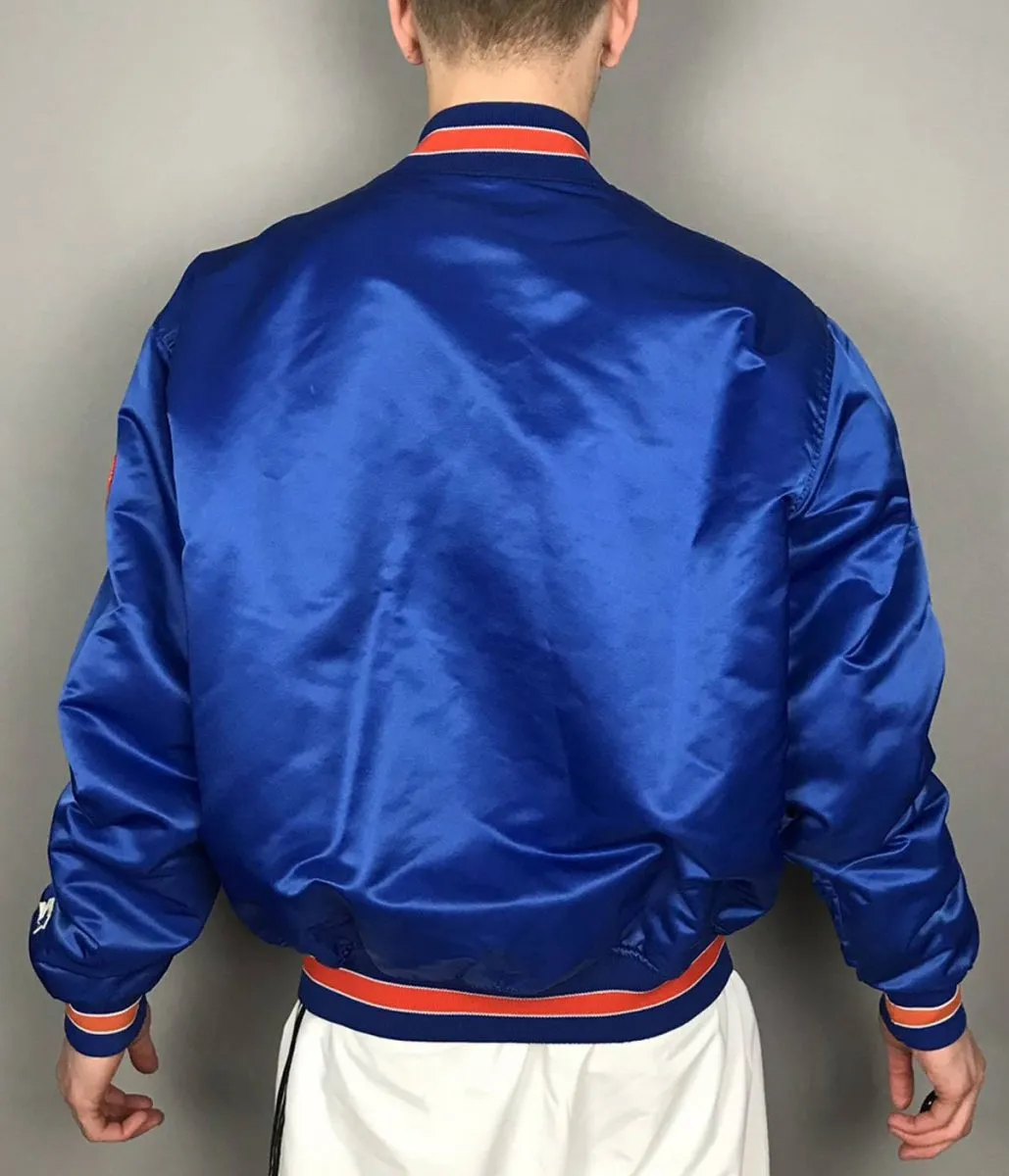 Mets ny blue satin bomber jacket