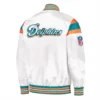 Miami dolphins full snap satin varsity jacket white 3
