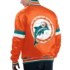 Miami dolphins gridiron classics home game satin varsity jacket orange 2